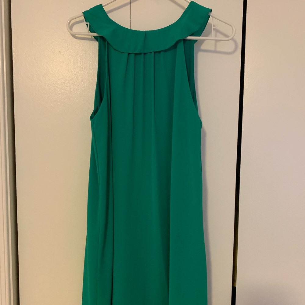 Sea green high neck mini dress